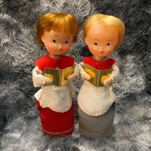 Vintage Choir Boy Figurines with Red and White Outfits